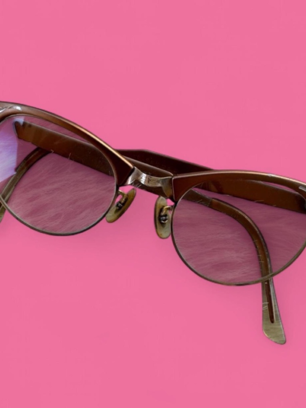 Vintage 1950's-1960's Cat-Eye Browline Eyeglasses Non Prescription Clear Glasses